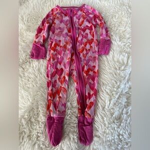 Newborn Little Sleepies Zipper Footie - hearts